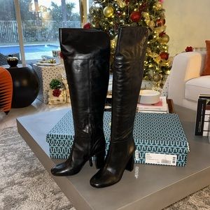 Authentic Tory Burch Black Leather Tall Boots (New)